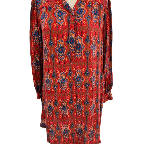 Anthropologie Tiny Rosemary Tunic Dress Long Sleeve Aztec Print Red Size Small - Picture 4 of 12